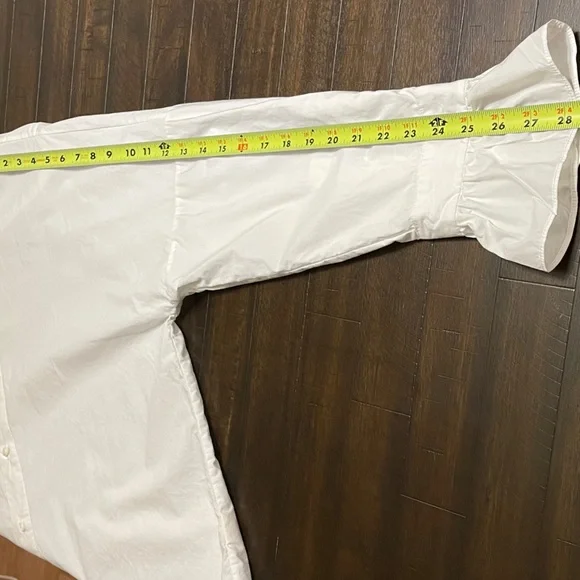 Alex Mill White Ruffle Collar Blouse Button Front Cotton Top Size L - Picture 12 of 13